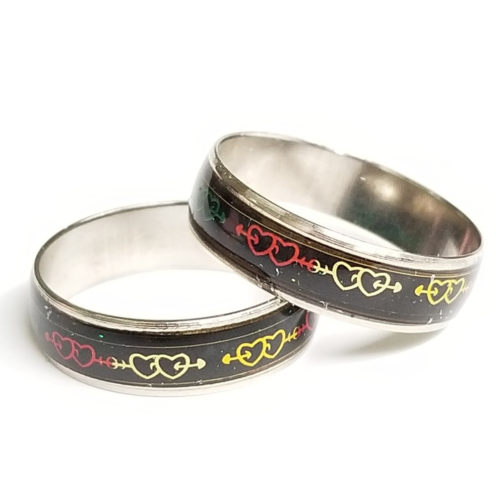 Women Mood Ring Colorful Doubles Hearts and Arrows